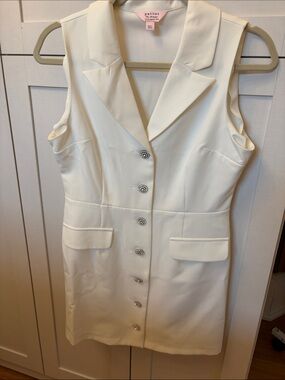 Miss Selfridge Cream Sleeveless Blazer Dress with Decorative Buttons